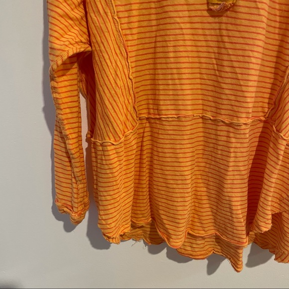 Free People Orange Stripe Hong Kong Henley Top S - Picture 6 of 9